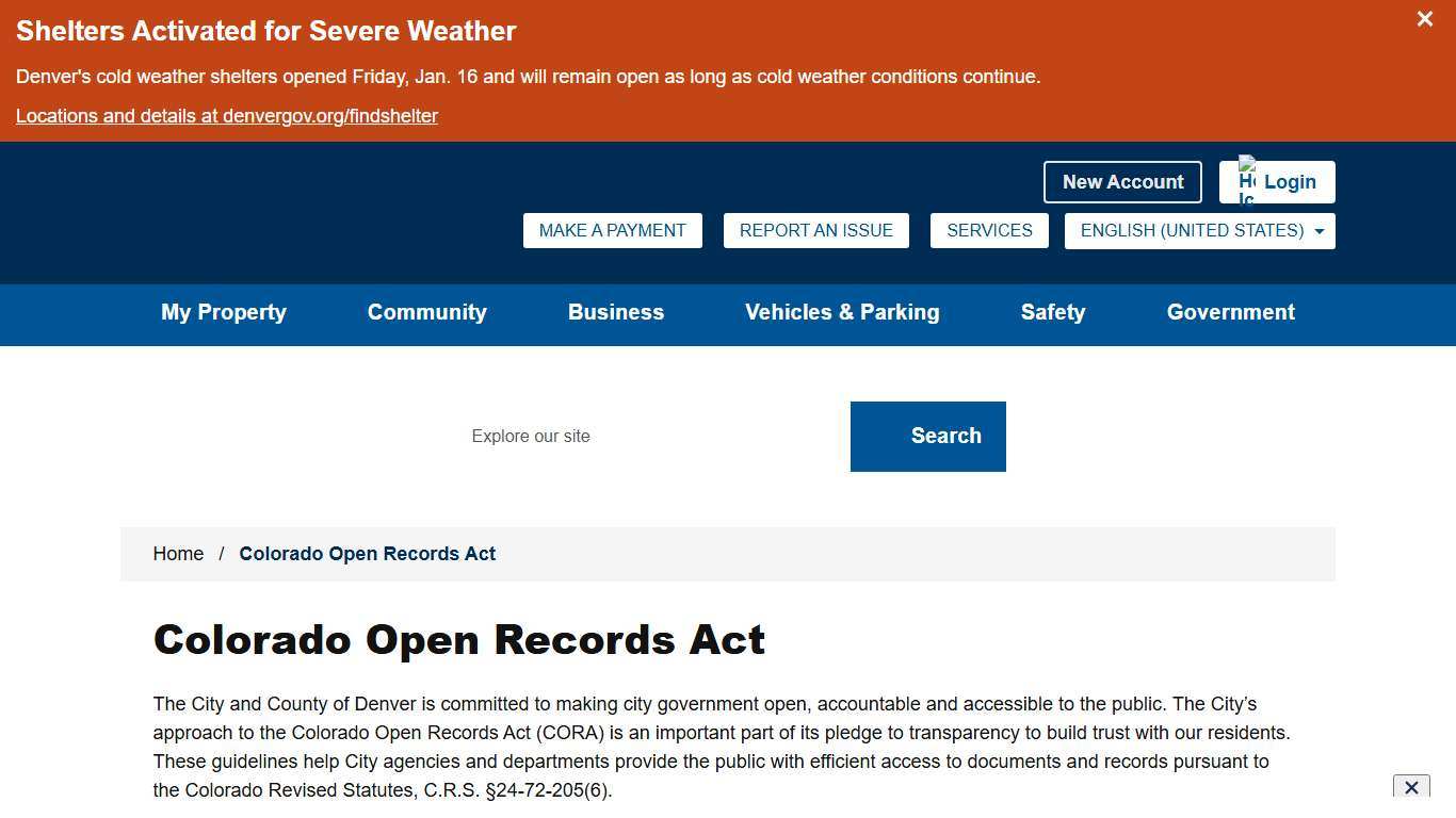 Colorado Open Records Act - City and County of Denver