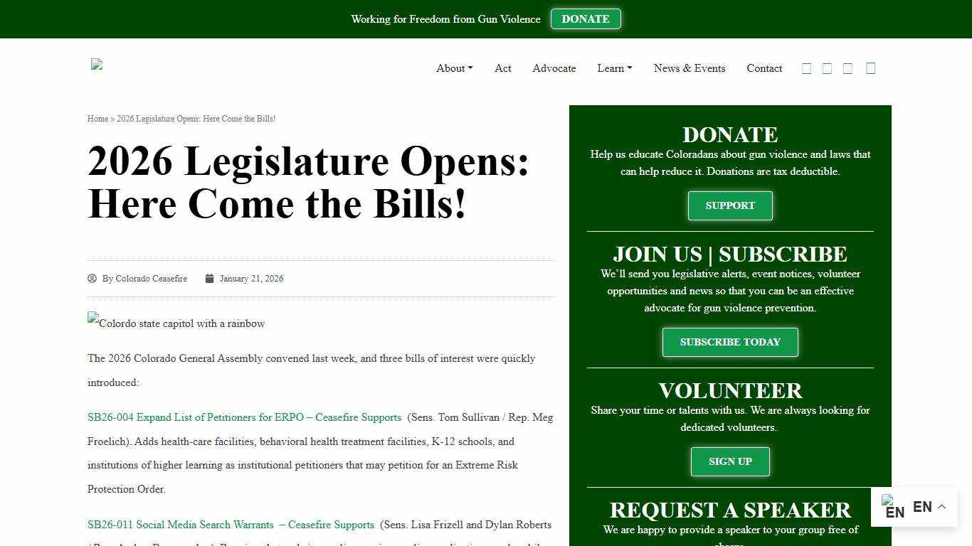 2026 Legislature Opens: Here Come the Bills! - Colorado Ceasefire