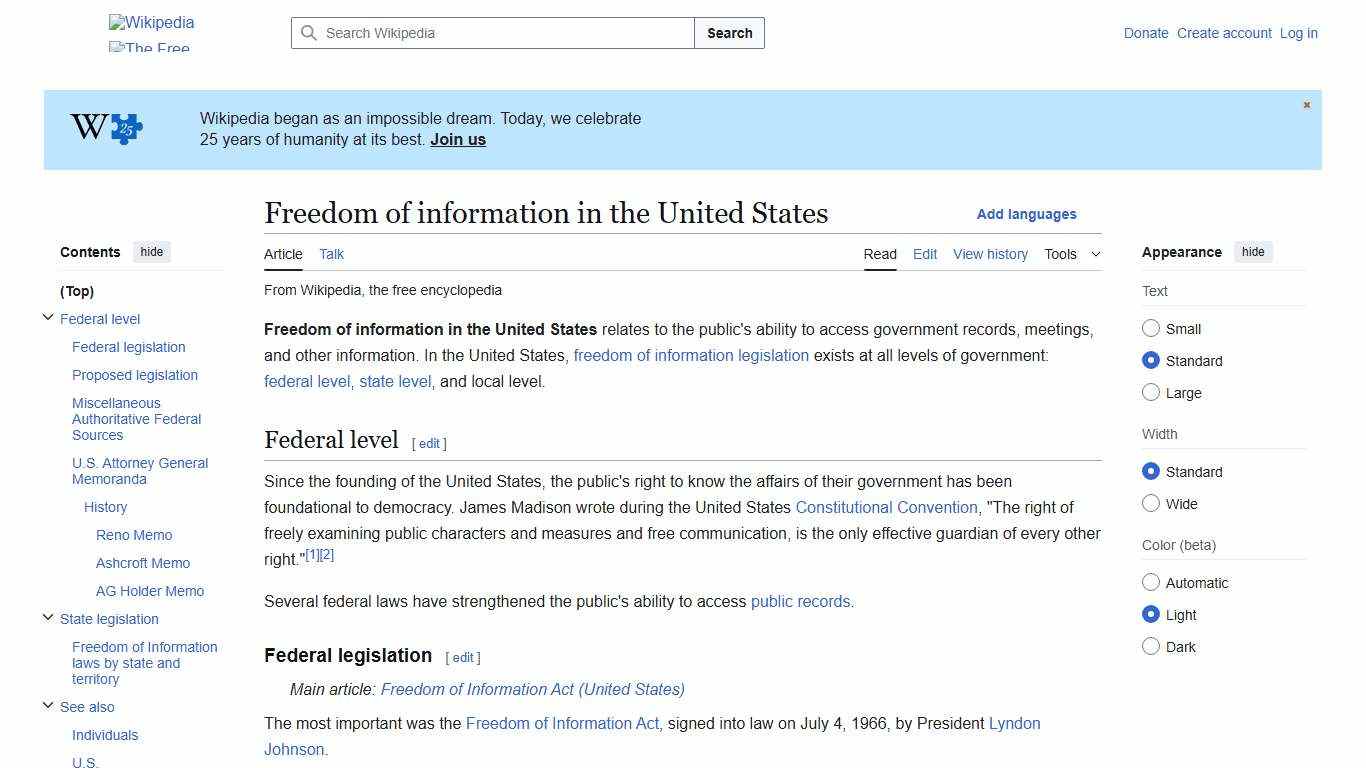 Freedom of information in the United States - Wikipedia